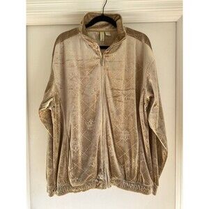 GODBODY Gold Jacket Mens Large Vintage Velour Velvet Track HipHop Streetwear Y2k